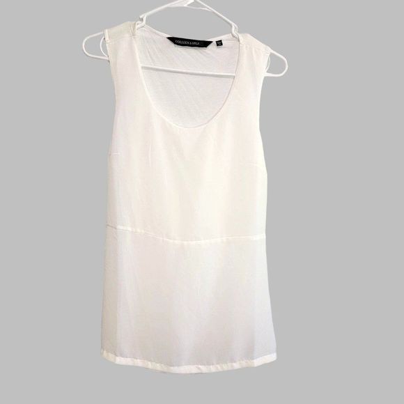 Colleen Lopez Mixed Media Tank Top White Womens XS Scoop Neck Sleeveless Layered - Picture 1 of 7